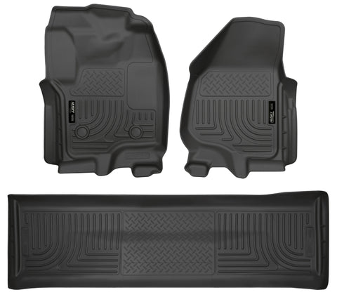 Husky Liners 2012.5 Ford SD Crew Cab WeatherBeater Combo Black Floor Liners (w/o Manual Trans Case)