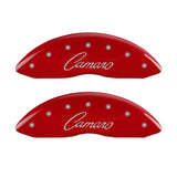 MGP 4 Caliper Covers Engraved Front & Rear Cursive/Camaro Red finish silver ch