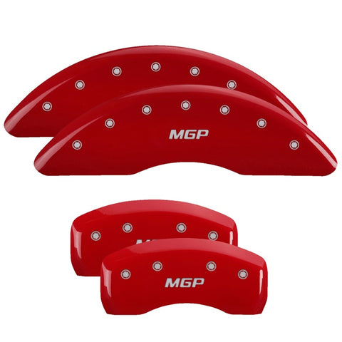 MGP 4 Caliper Covers Engraved Front & Rear MGP Red Power Coat Finish Silver Characters