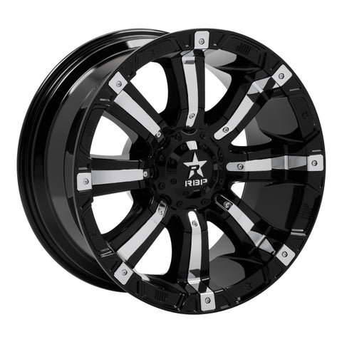 RBP 94R 20x10 6x135 BP / 5.5 BS 0mm Offset 87mm CB (Hub Centric) Black w/Chrome Inserts Wheel