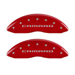 MGP 4 Caliper Covers Engraved Front Gen 5/Camaro Engraved Rear Gen 5/SS Red finish silver ch