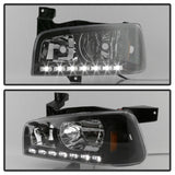 Xtune Dodge Charger 06-10 1Pc LED Crystal Headlights Black HD-ON-DCH05-1PC-LED-BK