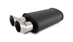 Vibrant StreetPower Flat Blk Muffler Dual 304SS Brushed Tips 9in x 5in x 15in - 3in Dual Inlet