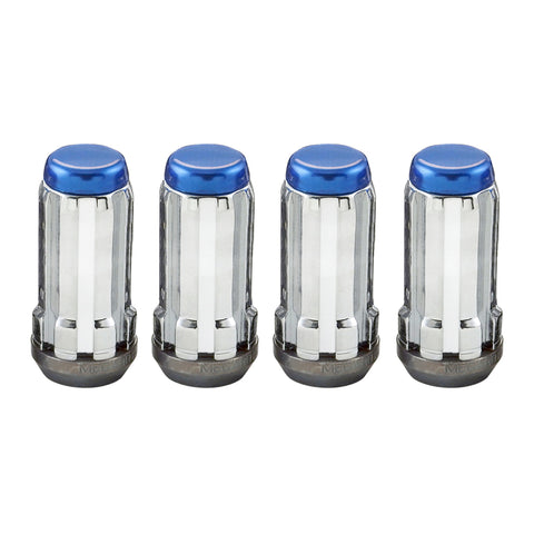 McGard SplineDrive Lug Nut (Cone Seat) 1/2-20 / 1.60in. Length (4-Pack) - Blue Cap (Req. Tool)