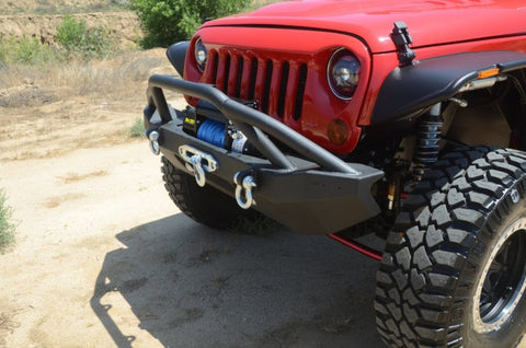 DV8 Offroad 07-18 Jeep Wrangler JK/JL FS-14 Mid Length Steel Front Bumper w/ Fog Lights & LED Lights