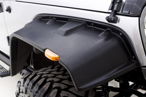 Lund 07-17 Jeep Wrangler FX-Flat Textured Elite Series Fender Flares w/Black Bolts - Black (4 Pc.)