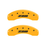 MGP 4 Caliper Covers Engraved Front Gen 5/Camaro Engraved Rear Gen 5/Z28 Yellow finish black ch