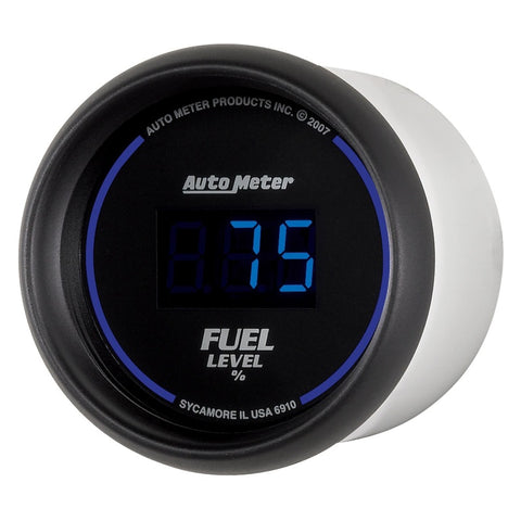 Autometer Cobalt Digital 52.4mm Black Programmable Empty-Full Range Fuel Level Gauge