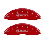 MGP 4 Caliper Covers Engraved Front & Rear Lincoln Red Finish Silver Char 2019 Lincoln Continental