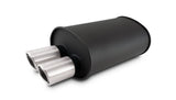 Vibrant StreetPower Flat Blk Muffler Dual 304SS Brush Tips 9.5in x 6.75in x 15in - 2.5in Dual Inlet