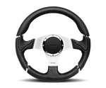 Momo Millenium Steering Wheel 350 mm - Black Leather/Black Stitch/Brshd Spokes