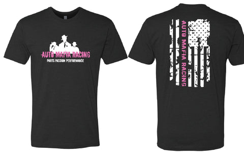 Mafia Tri Blend Distressed Flag T-shirt  (Pink)