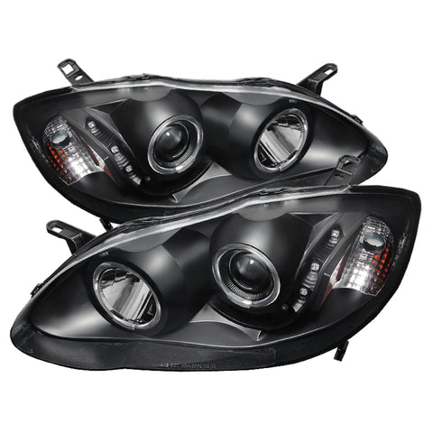 Xtune Toyota Corolla 03-08 Projector Headlights LED Halo Black PRO-JH-TC03-LED-AM-BK