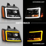 ANZO 07-14 Chevy Tahoe Projector Headlights w/ Plank Style Design Black w/ Amber