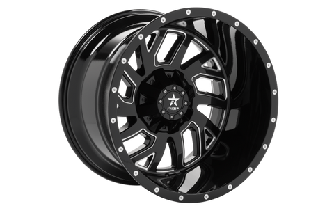 RBP 65R Glock 22x14 8x170 BP / 4.5 BS / -76mm Offset 129mm CB Gloss Black w/Machined Grooves Wheel