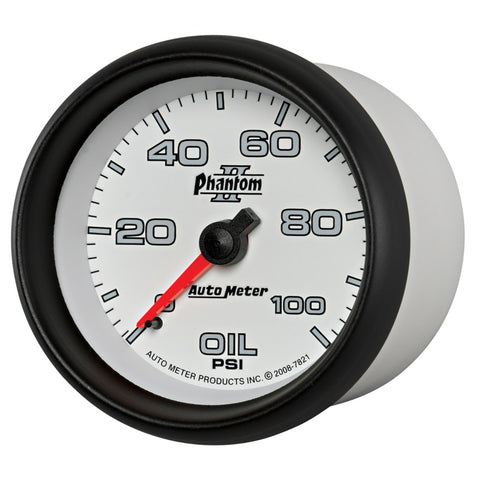 Autometer Phantom II 2-5/8in 100 PSI Mechanical Oil Pressure Gauge