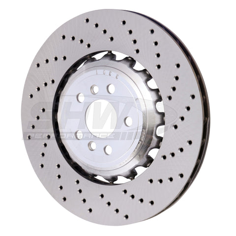 SHW 18-21 BMW M5 4.4L Right Rear Cross-Drilled Lightweight Brake Rotor