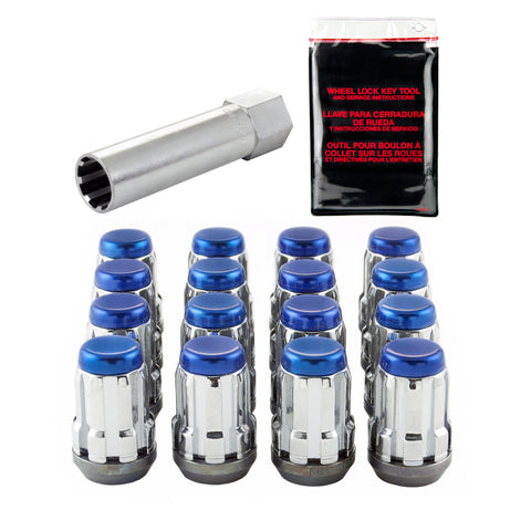 McGard SplineDrive Tuner 4 Lug Install Kit w/Tool (Cone) M12X1.25 / 13/16 Hex / 1.24in. L - Blue Cap