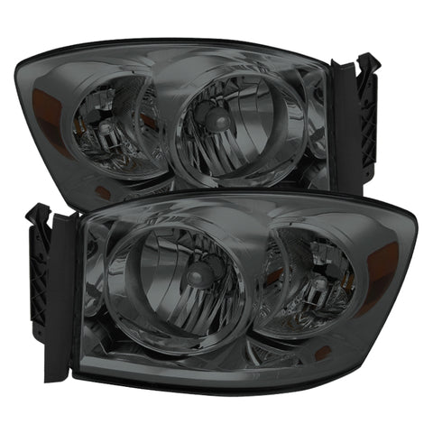 Xtune Dodge Ram 1500 06-08 / Ram 2500/3500 06-09 Amber Crystal Headlights Smoke HD-JH-DR06-AM-SM