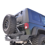 DV8 Offroad 07-18 Jeep Wrangler JK Rear Aluminum Bumper w/ Tire Carrier - Black