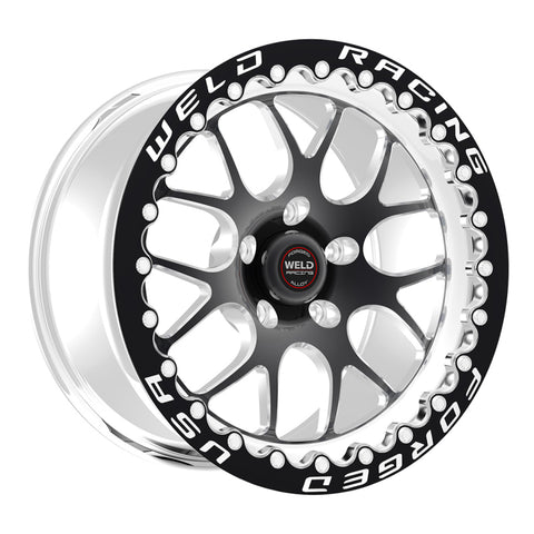 Weld S77 17x10 / 5x4.5 BP / 7.9in. BS Black Wheel (Low Pad) - Polished Single Beadlock MT