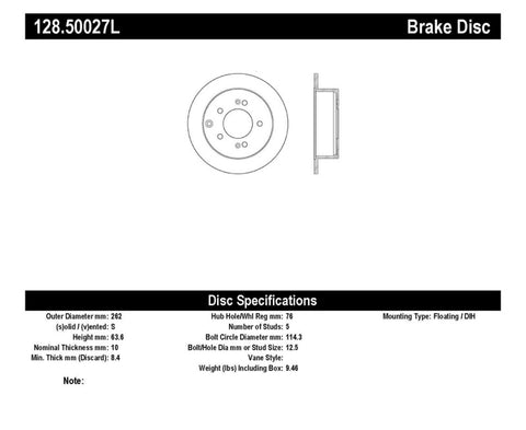 StopTech 10-13 Kia Soul Drilled Sport Left Front Rotor