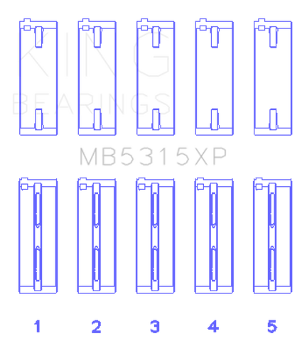 King Mitsubishi 4G63/4G64 7 Bolt EVO V-IX (Size 0.025mm) Performance Main Bearing Set
