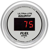Autometer Ultra-Lite Digital 2-1/16in 0-280 OHM Silver Dial w/ Red LED Programmable Fuel Level Gage