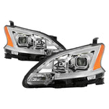 xTune 13-15 Nissan Sentra DRL LED Light Bar Halogen Projector Headlights - Chrm (PRO-JH-NS13-LB-C)