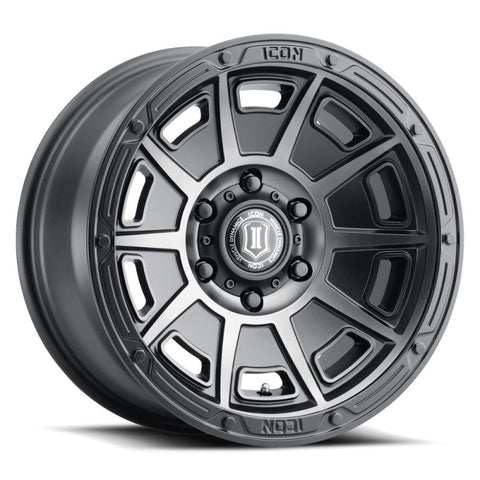 ICON Victory 17x8.5 6x135 6mm Offset 5in BS Smoked Satin Black Tint Wheel