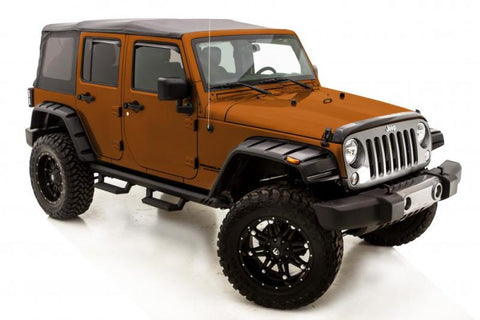 Lund 07-17 Jeep Wrangler RX-Rivet Textured Elite Series Fender Flares w/Black Bolts - Black (4 Pc.)