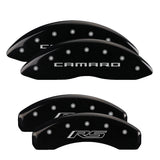 MGP 4 Caliper Covers Engraved Front Gen 5/Camaro Engraved Rear Gen 5/RS Black finish silver ch