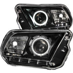 ANZO 2010-2014 Ford Mustang Projector Headlights w/ Halo Black