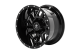 RBP 65R Glock 20x12 6x139.7 BP / 4.75 BS / -44mm Offset 108mm CB Gloss Black Machined Grooves Wheel
