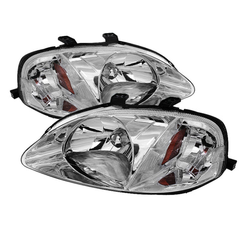 Xtune Honda Civic 99-00 Amber Crystal Headlights Chrome HD-JH-HC99-AM-C