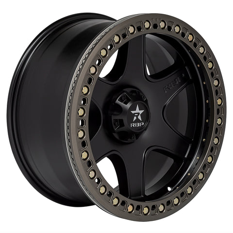 RBP 50R Cobra 17x9.0 5x127 BP / 5.5 BS 10mm Offset 78mm CB (Hub Centric) Black w/Bronze Ring Wheel