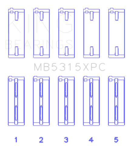 King 1992+ Mitsubishi 4G63/4G64 EVO I-IV (Size STDX) Crankshaft Main Bearing Set (Set of 5)