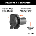 Curt Replacement OE 7-Way RV Blade Socket (Twists into USCAR)