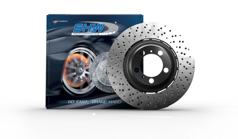 SHW 14-18 Audi RS7 4.0L Rear Cross-Drilled Lightweight Wavy Brake Rotor