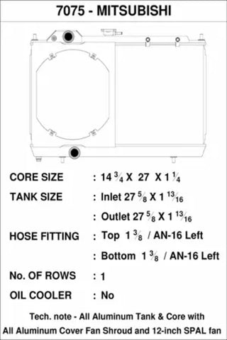 CSF 01-07 Mitsubishi Evo 7/8/9 Full Size Slim Radiator w/12in Fan & Shroud/-16AN & Slip-On Fittings