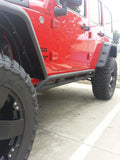 DV8 Offroad 07-18 Jeep Wrangler JK Steel Rock Guard/Sliders - Black (4 Door)