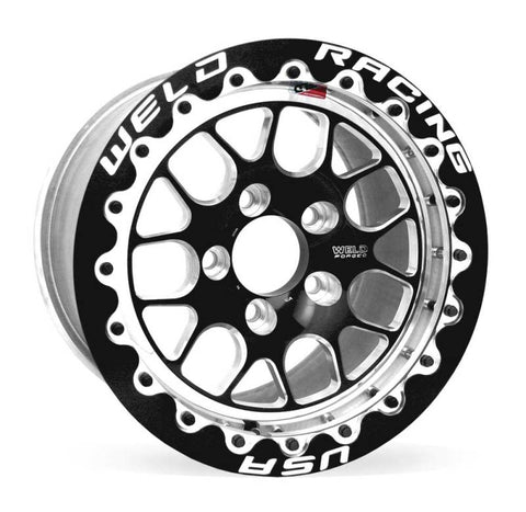 Weld S77 15x10.33 / 5x4.5 BP / 7.5in. BS Black Wheel (Low Pad) - Black Single Beadlock MT