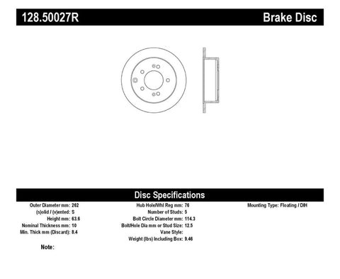 StopTech 10-13 Kia Soul Drilled Sport Right Front Rotor