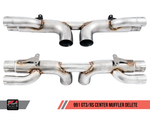 AWE Tuning Porsche 991 GT3 / RS Center Muffler Delete - Chrome Silver Tips