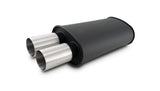 Vibrant StreetPower Flat Muffler Dual 304SS Brushed Tips 9in x 5in x 15in - 2.5in Dual Inlet