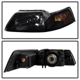 Xtune Ford MUStang 99-04 OEM Amber Headlights Black Smoked HD-JH-FM99-AM-BSM