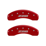 MGP 4 Caliper Covers Engraved Front Gen 5/Camaro Engraved Rear Gen 5/Z28 Red finish silver ch