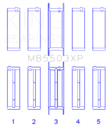 King Ford V8 351ci 5.8L 16v Cleveland Crankshaft Main Bearing Set (Set of 5)